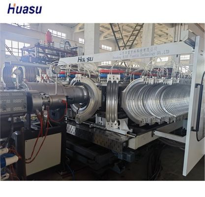36/38 Pairs Moulds Double Wall Corrugated Pipe Extrusion Line Single Screw High Hardness
