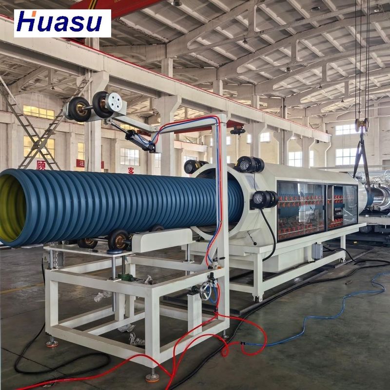 خط إنتاج بثق أنابيب DWC بسعة 60-2000 كجم/ساعة، نظام PLC من سيمنز، وتوسيع الأطراف على الخط لإنتاج الأنابيب المموجة مزدوجة الجدران