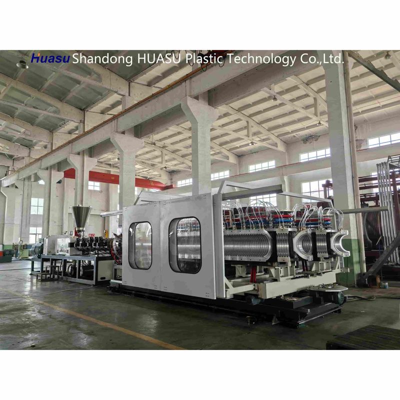 آلة أنابيب مزدوجة الجدار المموجة 32-800 ملم مع 500-2000 كجم / ساعة الناتج ونظام سيمنز PLC