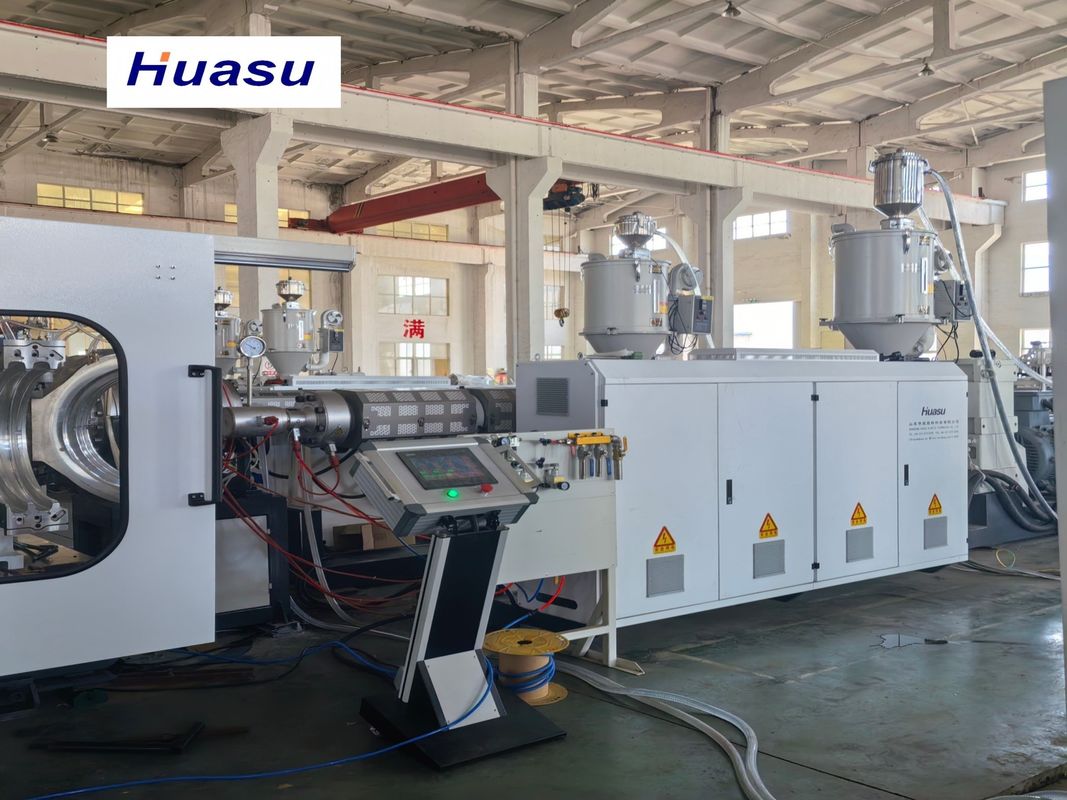 خط طحن الأنابيب المموجة ذات الجدار المزدوج مع 32-1600mm قطر الأنابيب 60-2000kg / h السعة ونظام التحكم في PLC من سيمنز