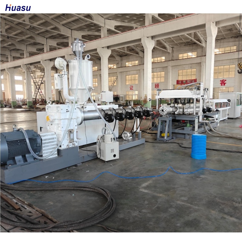 خط إنتاج بثق أنابيب DWC الأوتوماتيكي مع محول سيمنز ومرحل أومرون لإنتاج أنابيب مموجة 75-250 مم