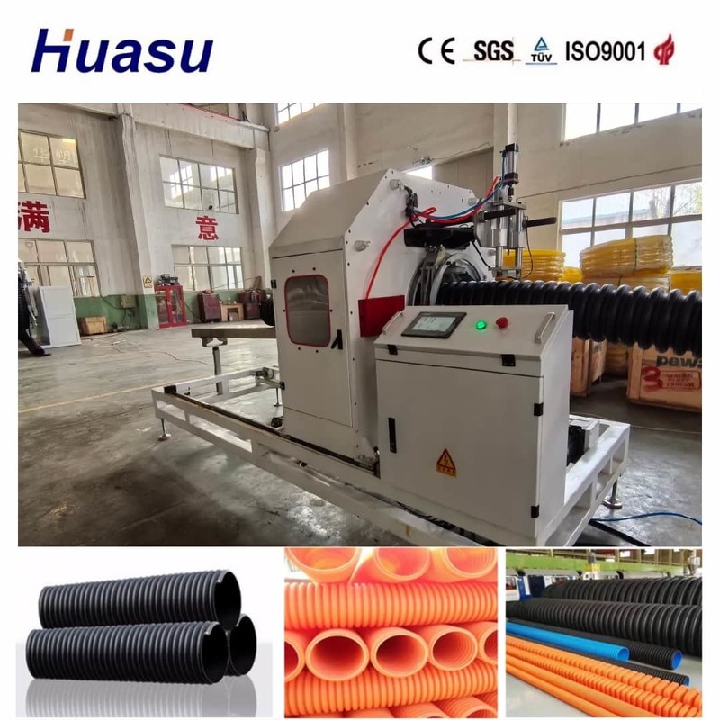 خط طحن أوتوماتيكي للأنابيب المموجة ذات الحائط الواحد لـ PVC / PE / MPP / PA / HDPE مع 32mm-1600mm قطر النطاق و 200-2000kg / h الخروج