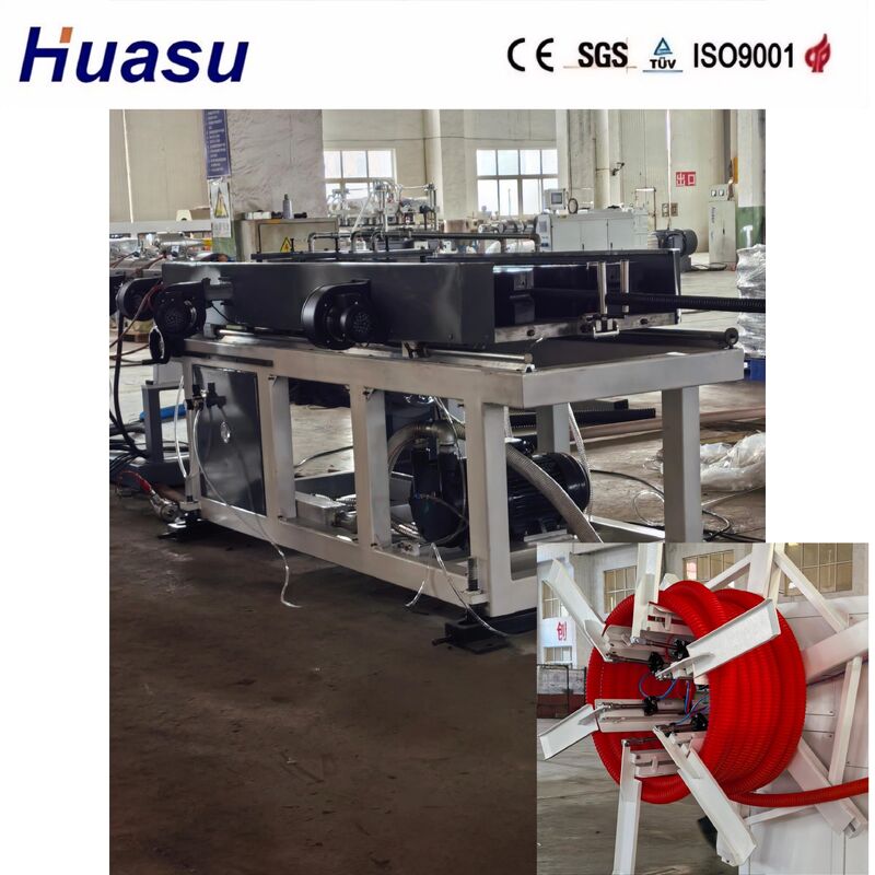 32mm-1600mm خط إنتاج أنابيب كابل ID مع التحكم في PLC وتبريد الهواء / الماء للطحن الدقيق للأنابيب المموجة