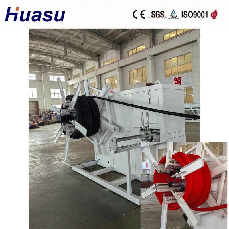 خط إنتاج بثق أنابيب حماية الكابلات بآلة بثق لولبية واحدة مع تحكم PLC وتبريد بالهواء والماء لأنابيب PE PVC MPP PA HDPE