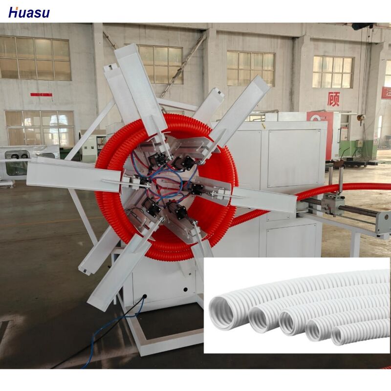 خط إنتاج أنابيب مموجة بجدار واحد يعمل بمحرك عاكس من سيمنز، مع عرض وتشغيل وحدة التحكم في درجة الحرارة ومستشعر درجة الحرارة