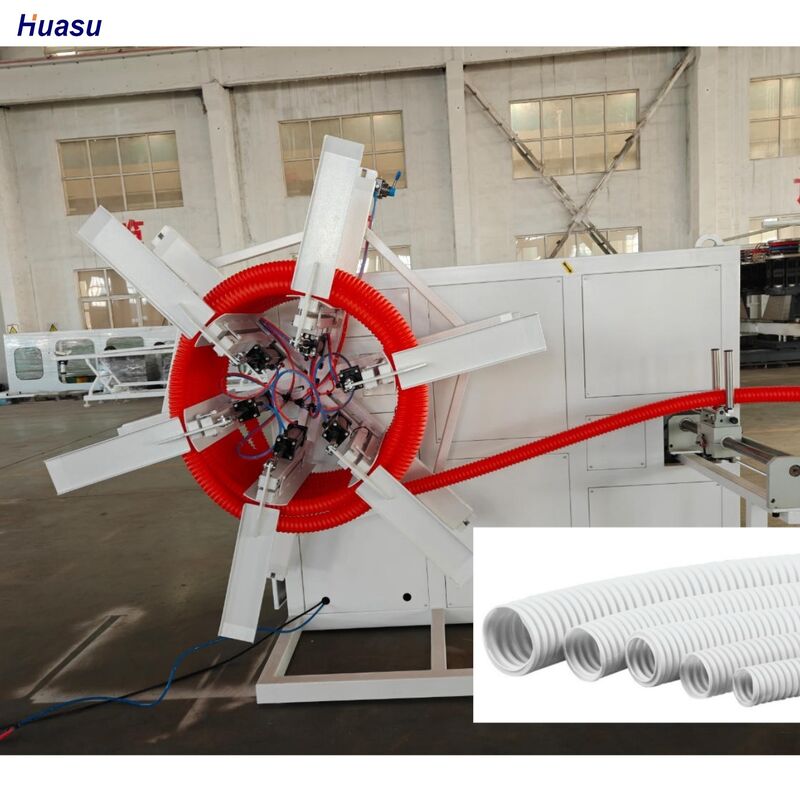 تصميم المسمار الواحد خط إخراج الأنابيب المموجة الحائط الواحد مع Schneider Siemens المكونات الكهربائية عمق نتريد البرميل 0.4 إلى 0.7 مم