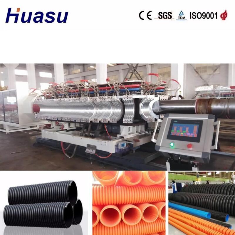 خط تطويري تلقائي للأنابيب الملوحة ذات الجدران المزدوجة مع قطر داخلي 32mm-1600mm ، التحكم في PLC من Siemens وقدرة الإنتاج 100-1000 كجم / ساعة