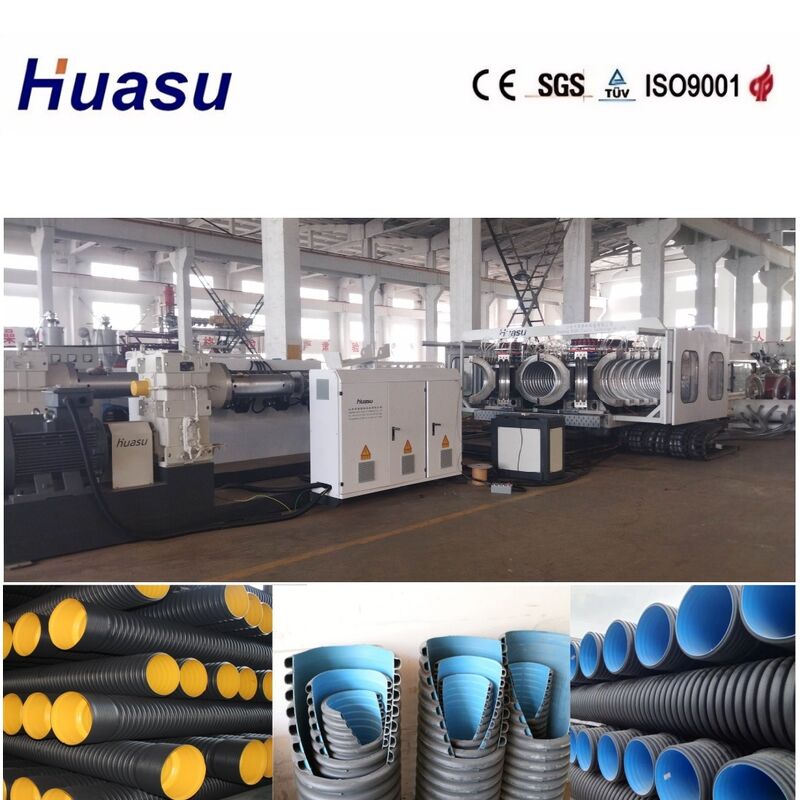 خط بثق الأنابيب المموجة مزدوجة الجدار بقطر 32-1600 مم مصمم لتصنيع أنابيب الصرف الصحي تحت الأرض مع العملية