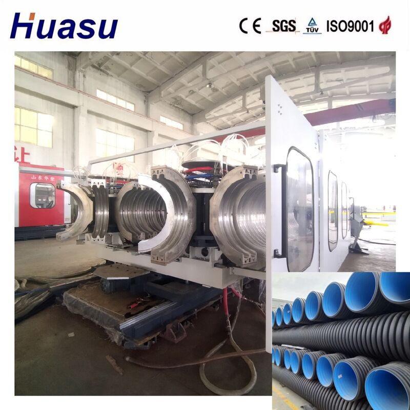 خط طحن الأنابيب المموجة ذات الجدران المزدوجة مع 32-1600mm قطر الأنابيب 60-2000kg / h سعة وخزان تبريد المياه