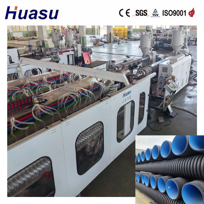 خط إنتاجية عالية للأنابيب الملوحة ذات الجدران المزدوجة لـ HDPE / PE / PP / PVC / MPP مع قطر الأنابيب 32-1600mm