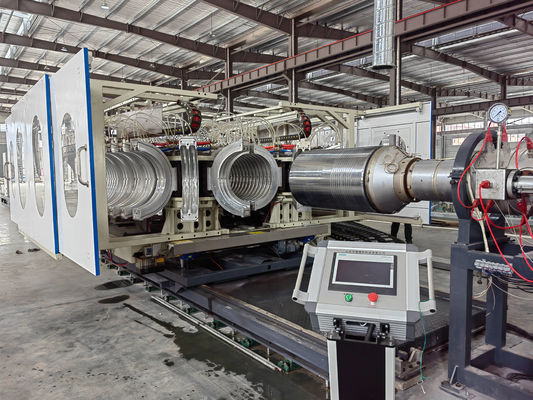 36/38 Pairs Moulds Double Wall Corrugated Pipe Extrusion Line With High Output And Siemens Electrical Parts
