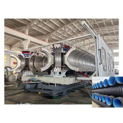 Double Wall Corrugated Pipe Extrusion Line with Belling-on-line Expansion Mode PLC Control for 32-1600mm Diameter Pipes