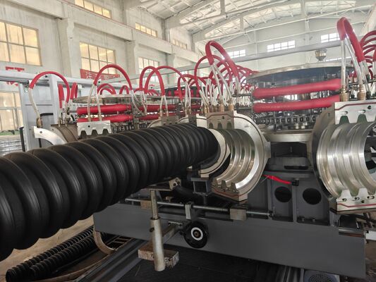 Competitive Corrugated Pipe Extrusion Line Using Single Screw Extruder Optimized for Producing Various Types of Corrugated Pipes
